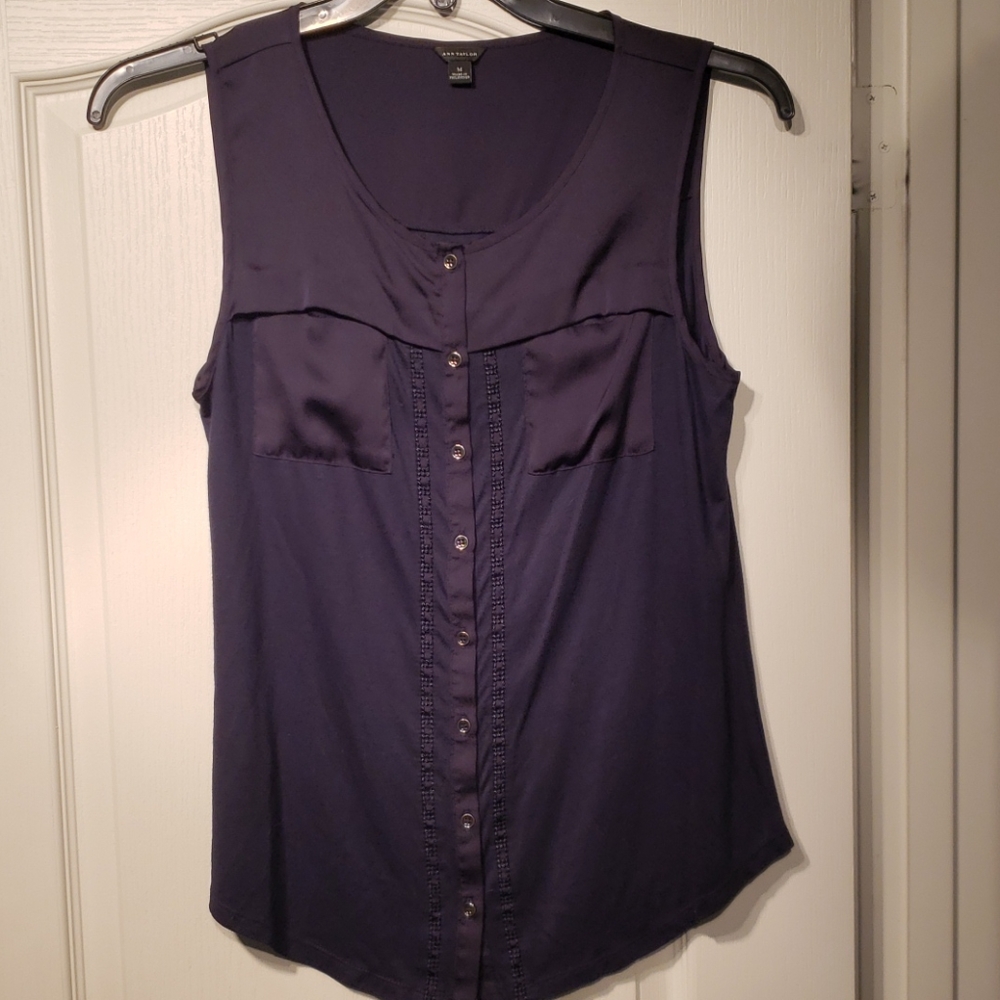 Anne Taylor Dark Navy Blue Sleeveless top